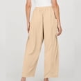 thumbnail image 5 of EDFBUYKRS Female Women Pants Casual Womens Pants Petite Plus Women's Casual Wide Leg Pants High Waist Drawstring Loose Fit Trousers with Pockets L, 5 of 9