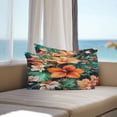 thumbnail image 4 of Outdoor Pillow Cover Orange Flowers Green Leaf Set of 2 Waterproof Throw Pillowcases Vintage Floral Decorative Patio Furniture Pillows for Couch Garden Indoor & Outdoor Use, 4 of 9