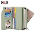 thumbnail image 5 of UTO Wallets for Women Vegan Leather RFID Blocking Trifold Purse Card Holder Ladies Clutch Phone Wristlet(Light Green), 5 of 7