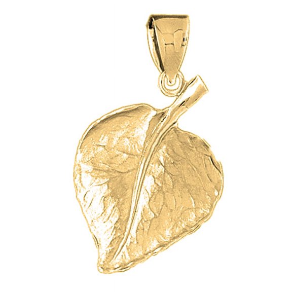 18K Yellow Gold Fig Leaf Pendant - 40 mm