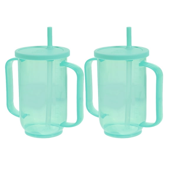 Homoyoyo Set of 2 Spill-Resistant Plastic Drinking Cups for Adults and Seniors, Easy Grip Liquid Diet Mugs
