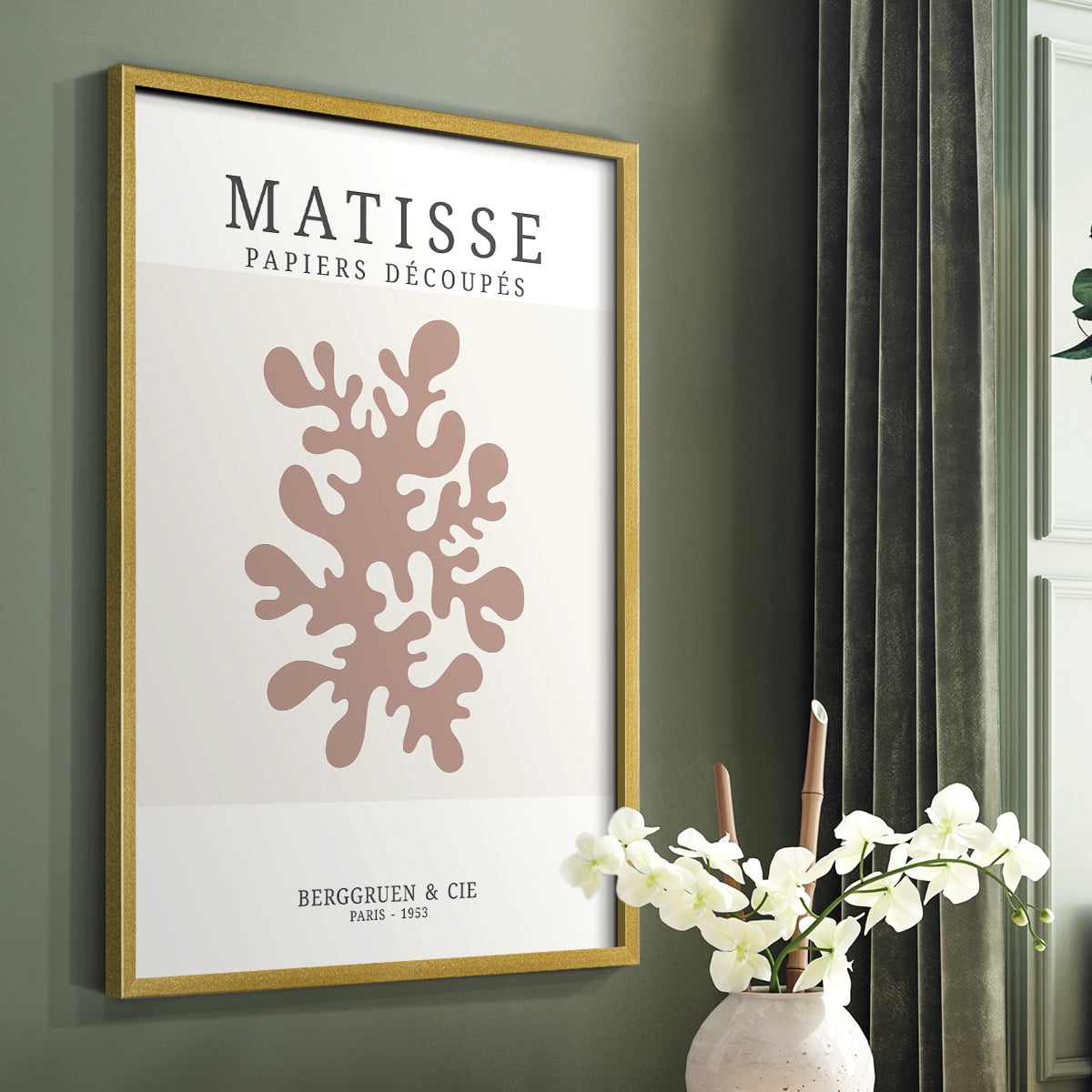 Matisse CDXXX in Gold Solid Wood Framed Print No Nail Hanging
