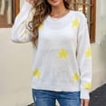 thumbnail image 3 of Maplenight Sweaters for Women Star Print Crew Neck Knit Pullover Long Sleeve Drop Shoulder Loose Fit Casual Fall Sweater, 3 of 8