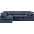 thumbnail image 3 of Meridian Furniture Indulge 129" Linen Fabric L-Shaped Modular Sectional in Navy, 3 of 9