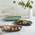 thumbnail image 5 of Tabletops Gallery 3 Piece Tuscan Stoneware Serving Trays Platters Set, Blue Teal Taupe, 5 of 6