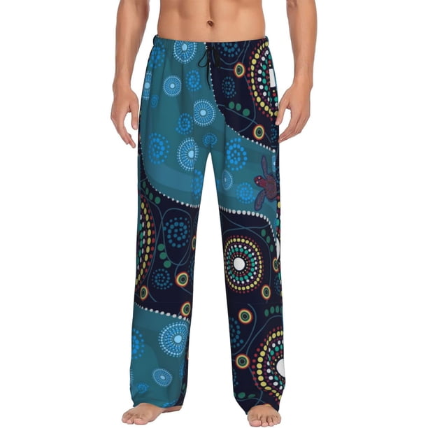 Balery Bohemian Turtle Pantalones de pijama para hombre, pijama ultraligero, pantalón de descanso-Medium