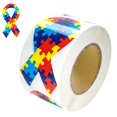 thumbnail image 1 of Autism Ribbon Shaped Stickers For Autism/Asperger'S Awareness - Perfect For Events Support Groups Fundraisers And More! (1 Roll -250 Stickers), 1 of 4