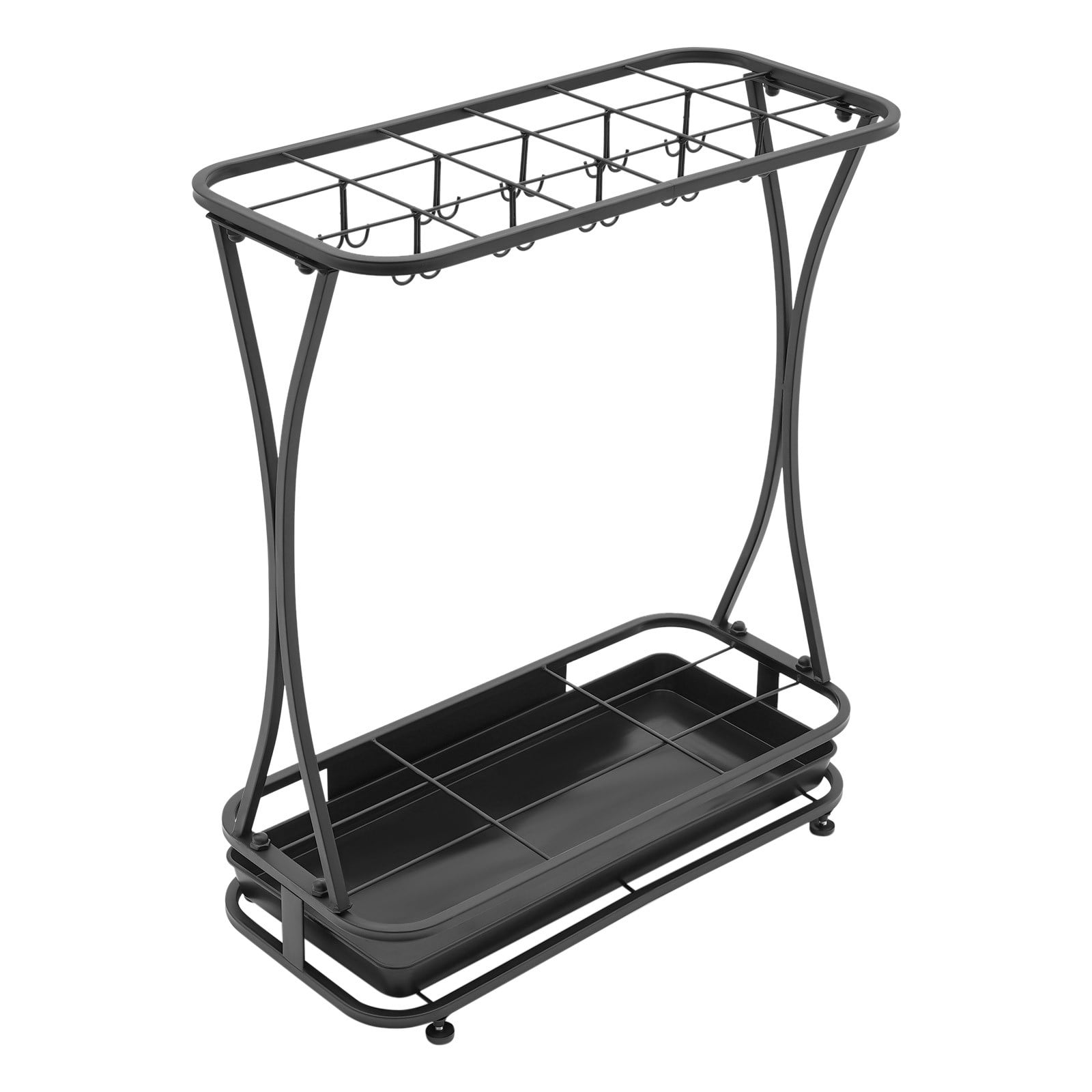 ToppiJoy Freestanding Umbrella Holder with Removable Drip Tray, Umbrella Stand Indoor, Umbrella Holder for Entryway Home Office, 18 Slots 20 Hooks Black