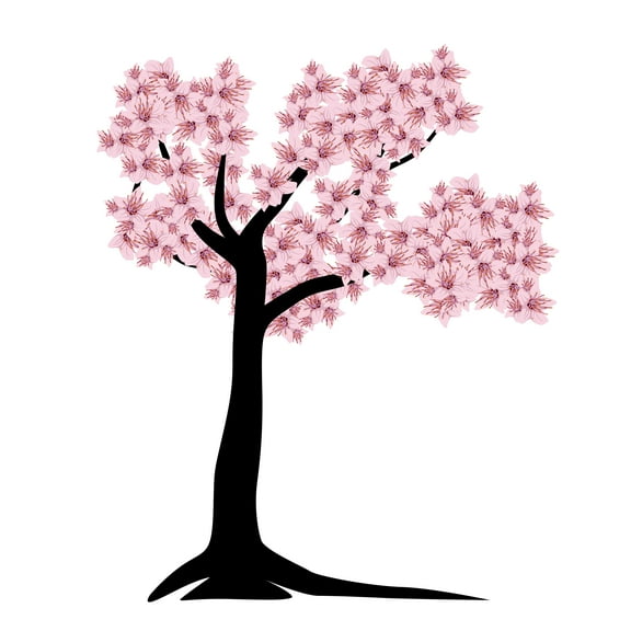 Floral Peel and Stick Cherry Blossom Vinyl Wall Decal -Sticker For Home Decoration-Easy to use-Wall Mural to Transform a Room with a New Look -Size 8" x 10".