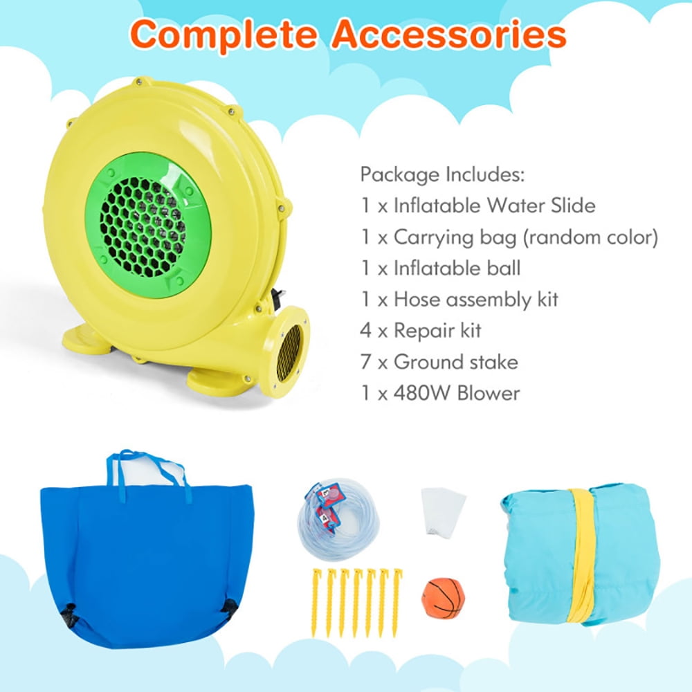 Aimee Lii Outdoor Inflatable Water Bounce House with 480W Blower, Playhouse for Kids Outdoor