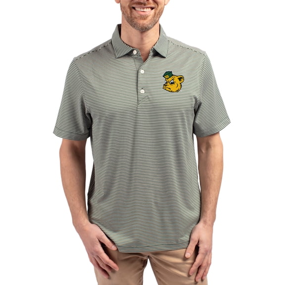 Men's Cutter & Buck Green Baylor Bears Forge Eco Double Stripe Stretch Recycled Polo