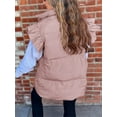 thumbnail image 6 of Winter Women's Button Down Puffer Vests Ruffle Sleeve Padded Gilet with Pockets, 6 of 7