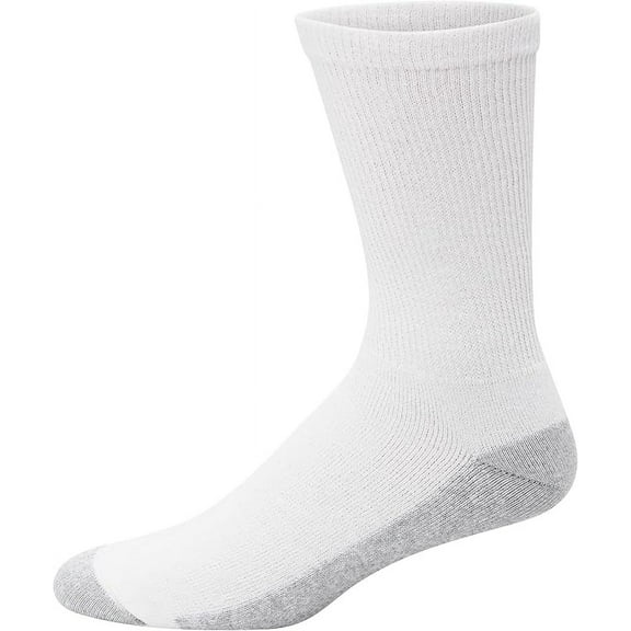 Hanes Men's Double Tough Crew Socks 3 Pack White Shoe Size 6-12