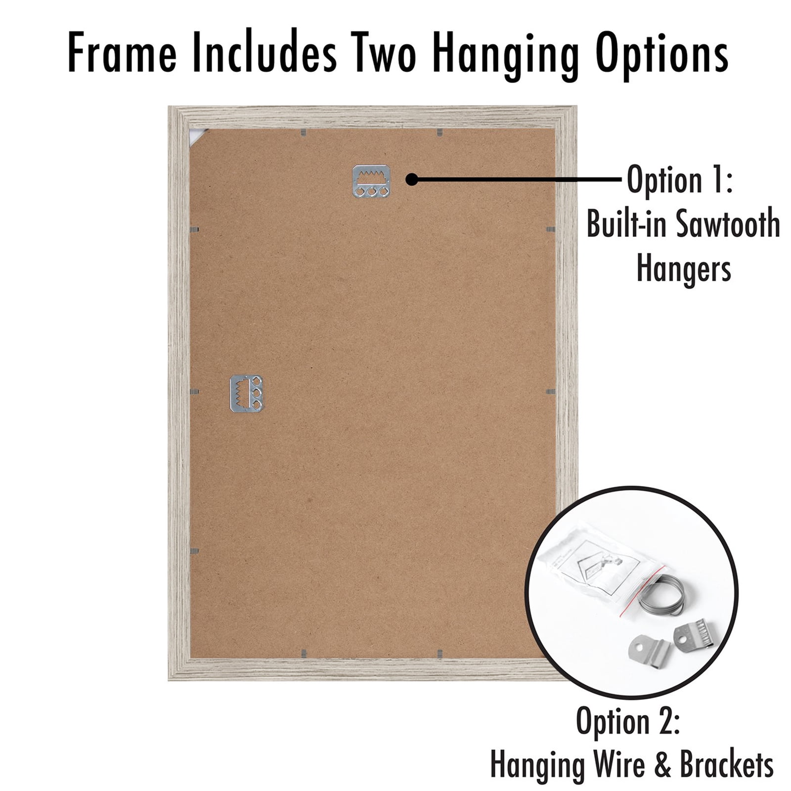Americanflat 12x18 Picture Frame, MDF wood and shatter-resistant glass, portrait and landscape display, Driftwood