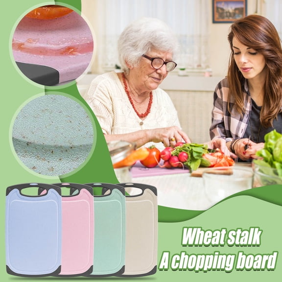 Wheat Straw Double-Sided Cutting Board, Non-Slip Kitchen Chopping Board with Juice Grooves, Eco-Friendly BPA-Free Dishwasher Safe, Heavy Duty Cutting Boards for Meat Vegetables Fruit