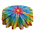 thumbnail image 4 of Colorful Rainbow Tie Dye Spiral Pattern Round Tablecloth 60"x60",Wrinkle Wipeable Table Cloth for Kitchen Dining Room Picnic Patio Party, 4 of 6
