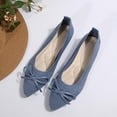 thumbnail image 5 of Willtoo Women's Pointed Toe Flats Shoes for Ladies Girls Cute Bowknot Knit Breathable Comfortable Slip On Casual Dressy Ballet Flats for Walking Work Business Blue, 5 of 6