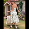 thumbnail image 4 of Vestido Midi con Corsé, Aberturas Fluidas y Cordones para Mujer, Vestido Informal de Verano de Corte A para Fiesta de Té. Verde M, 4 of 7