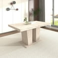 thumbnail image 6 of 78" Extendable Dining Table for 10 people, Rectangle Kitchen Table with Solid Leg and Veined Travertine Pattern, Farmhouse Dinner Table with for Living Room, Conference Room, White, 6 of 7