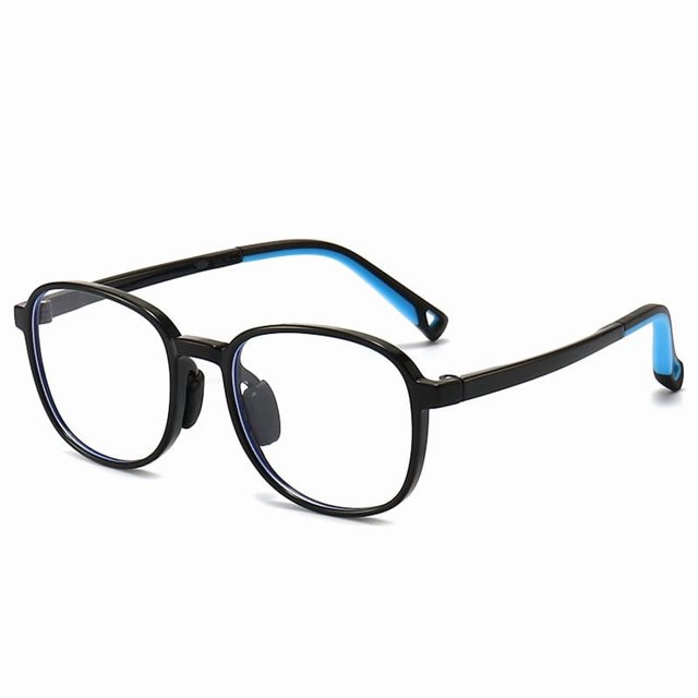 Espejo para niños con luz anti-azul, plano, sin prescripción, marco grande, gafas de marco blando