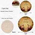 thumbnail image 3 of GZHJMY 2Pcs Cute Couple Turkey Thanksgiving Round Woven Pot Holders Trivets Set, Cotton Coasters Placemats for Cooking Baking Hot Dish Pan Pot Bowl Teapot(7&9 Inches), 3 of 5