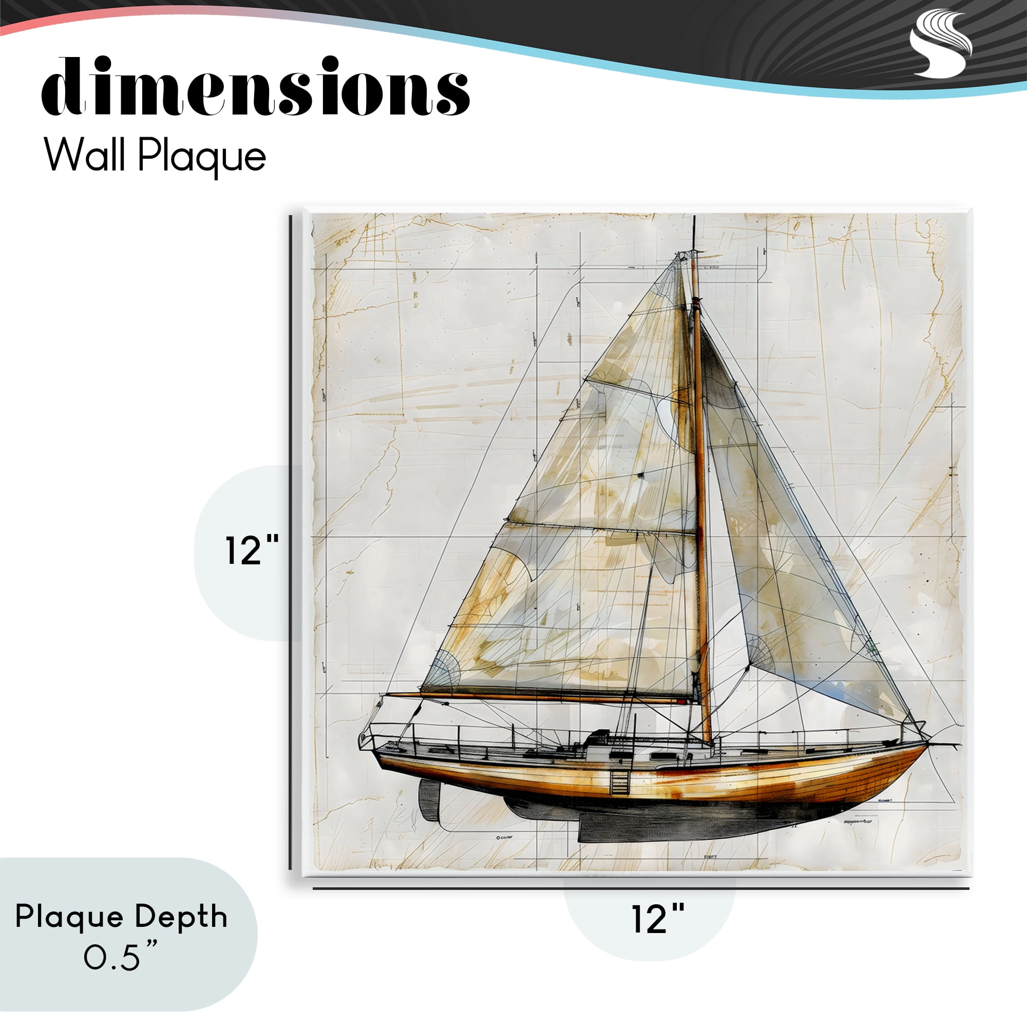 Stupell Industries Vintage Sailboat Drawing Blueprint Wall Plaque Art, design by Creative Studio