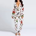 thumbnail image 1 of Mono Sexy de Navidad para mujer, pijama de manga larga con botones completos y solapa en el trasero, mono cálido con cuello en V, ropa de dormir para adultos, 1 of 3