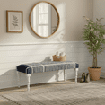 thumbnail image 7 of LR Home Bryan 47" Blue/White Plaid Upholstered Accent Bench, 7 of 7