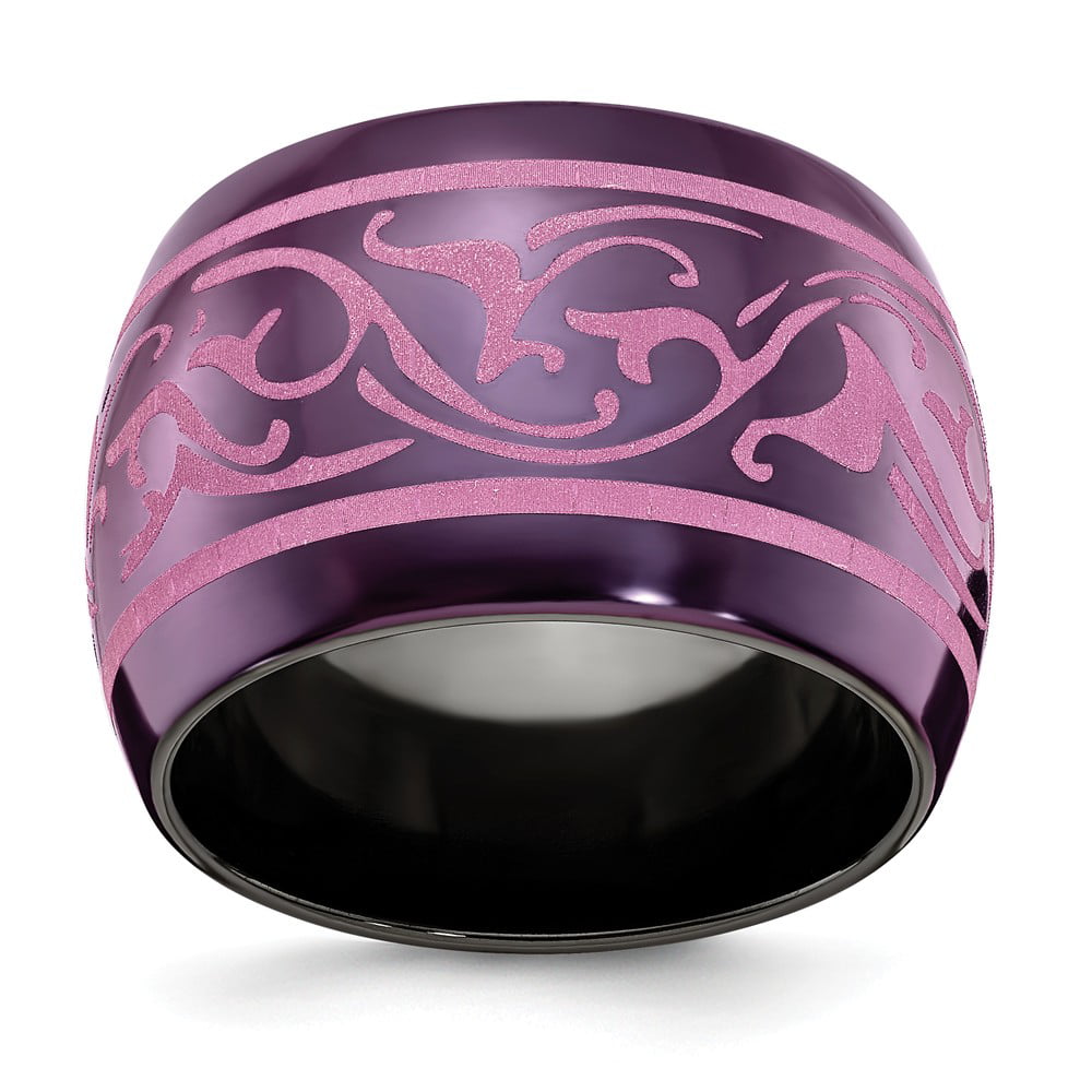 Diamond2Deal Edward Mirell Black Titanium Pink Sapphire Wedding Band Size 9 Ideal Gifts for Women 