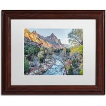 Trademark Fine Art "Zion Watchman" Canvas Art by Pierre Leclerc, White Matte/Wood Frame