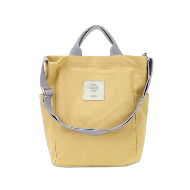 Bolso de lona para mujer, bolso de compras para el trabajo, el colegio y el ocio, amarillo