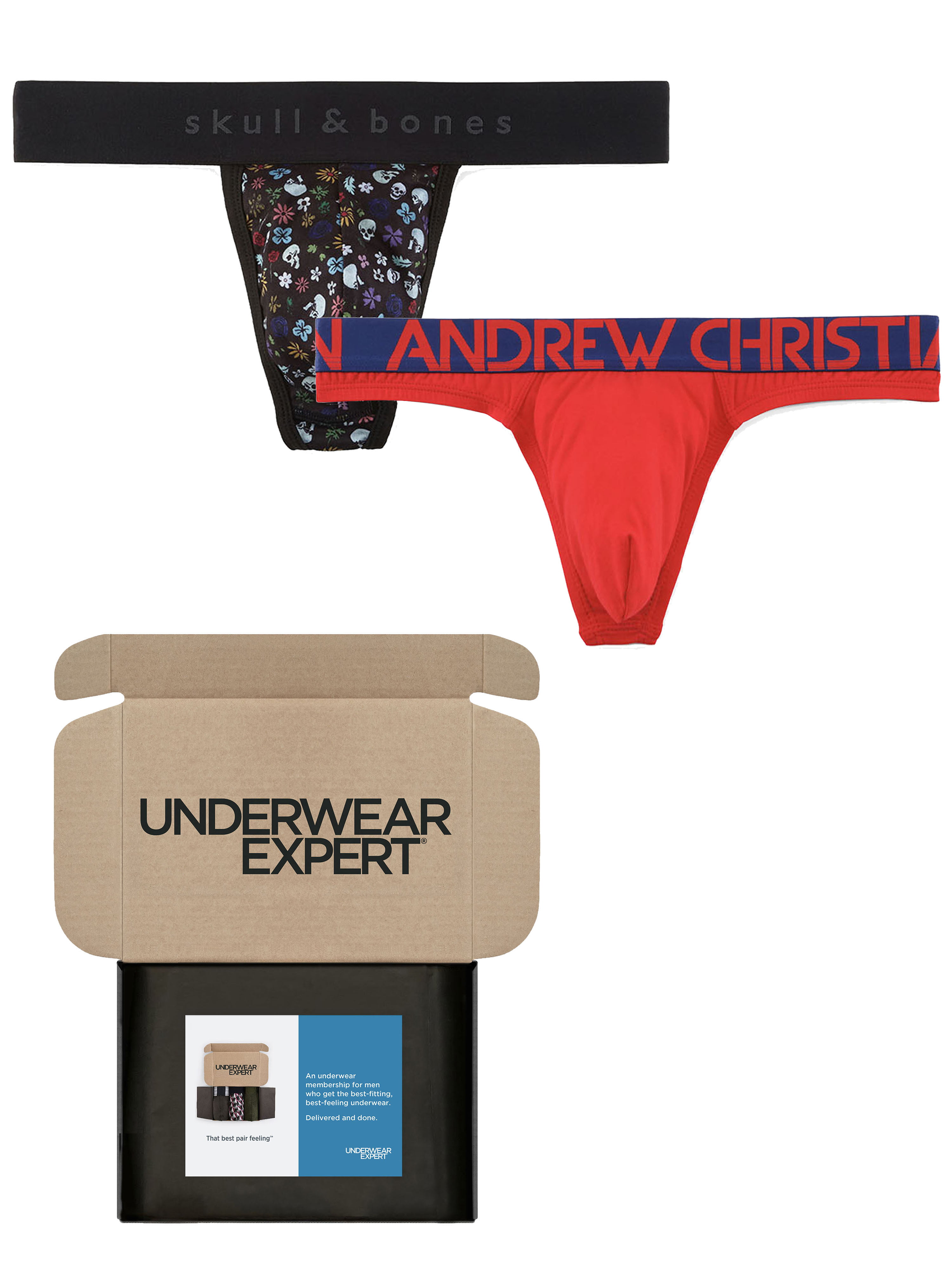 Underwear Expert Men's Thongs Curated Mystery Box, 2 Pairs