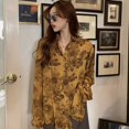 thumbnail image 2 of Pretty Comy Spring And Autumn New Korean Retro BF Wind Loose Casual Abstract Printed Ladies Long Sleeve Shirt, 2 of 6