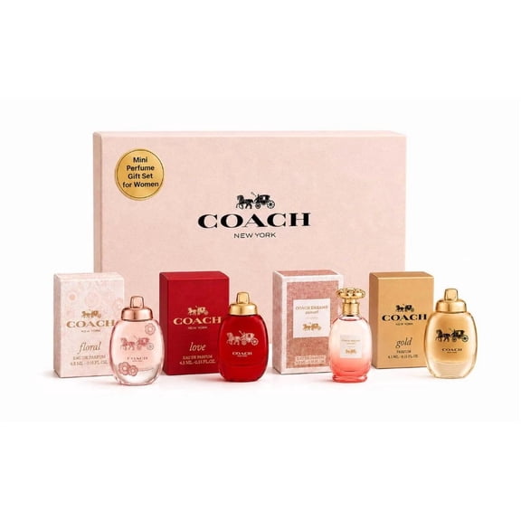 Coach New York 4 piece Miniature Collection Floral, Love, Gold, Dreams Sunset Set NIB
