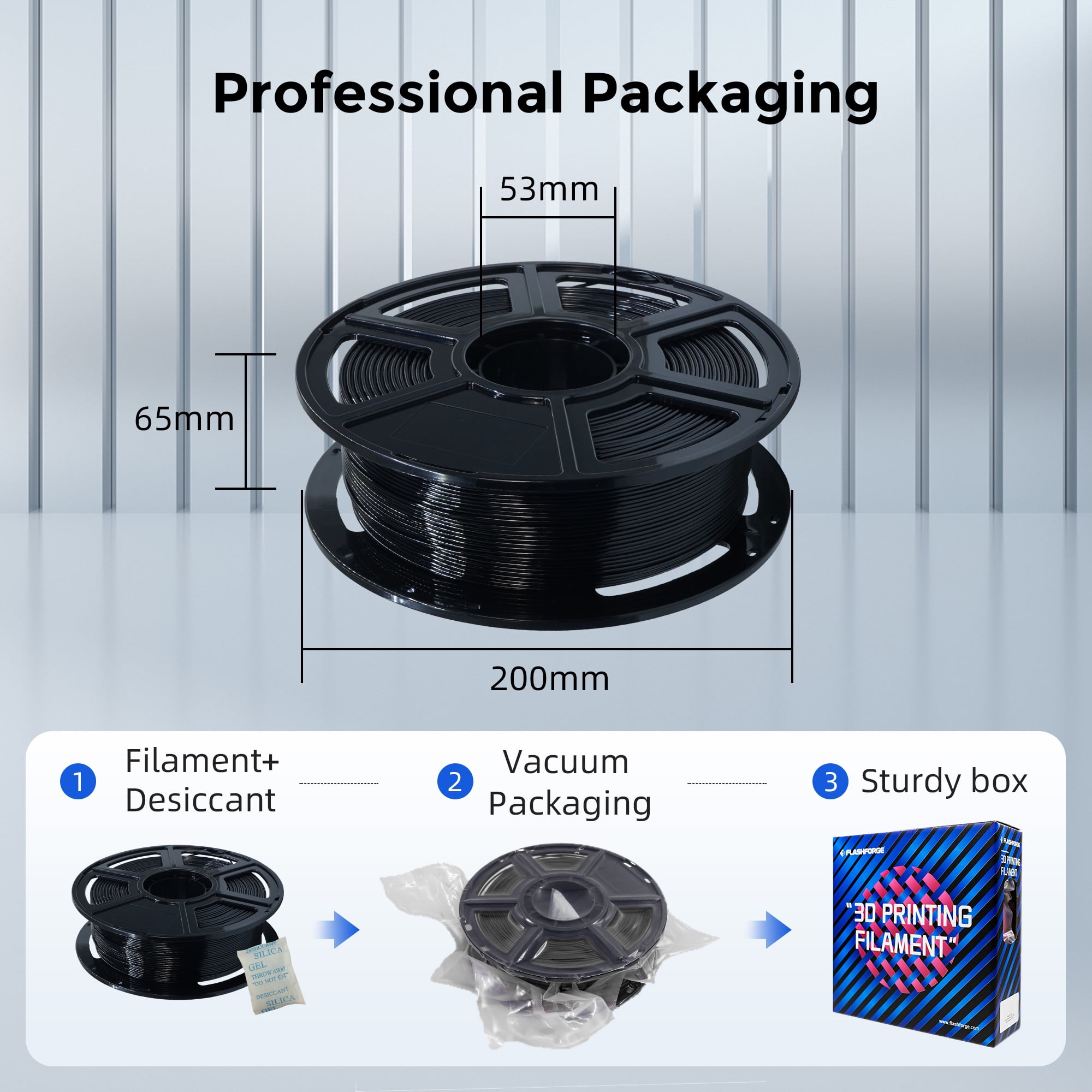 Flashforge PETG Filament 1.75mm, 1KG/2.2lbs PETG 3D Printer Filament, Black