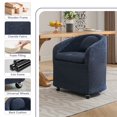 thumbnail image 4 of PORKISS Upholstered Dining Chair with Wheels, Chenille Upholstered Kitchen Chairs, Accent Chairs for Kitchen Living Room, Blue, 4 of 14