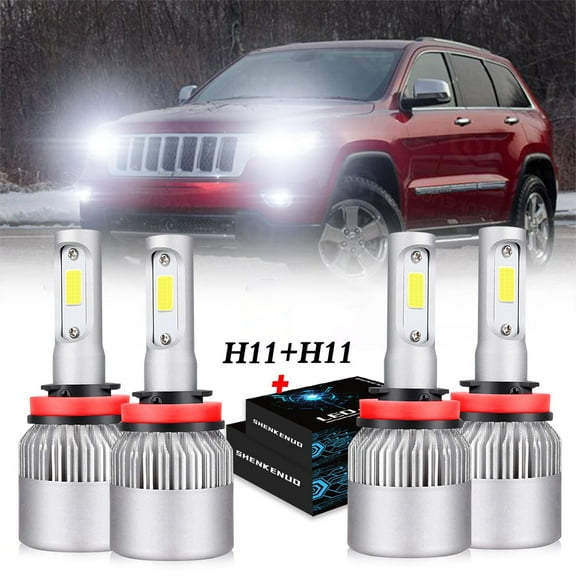 For 2017 2018 2019 2020 Jeep Grand Cherokee LED Headlight Bulbs H9/H11 High Beam and Low Beam 4pc