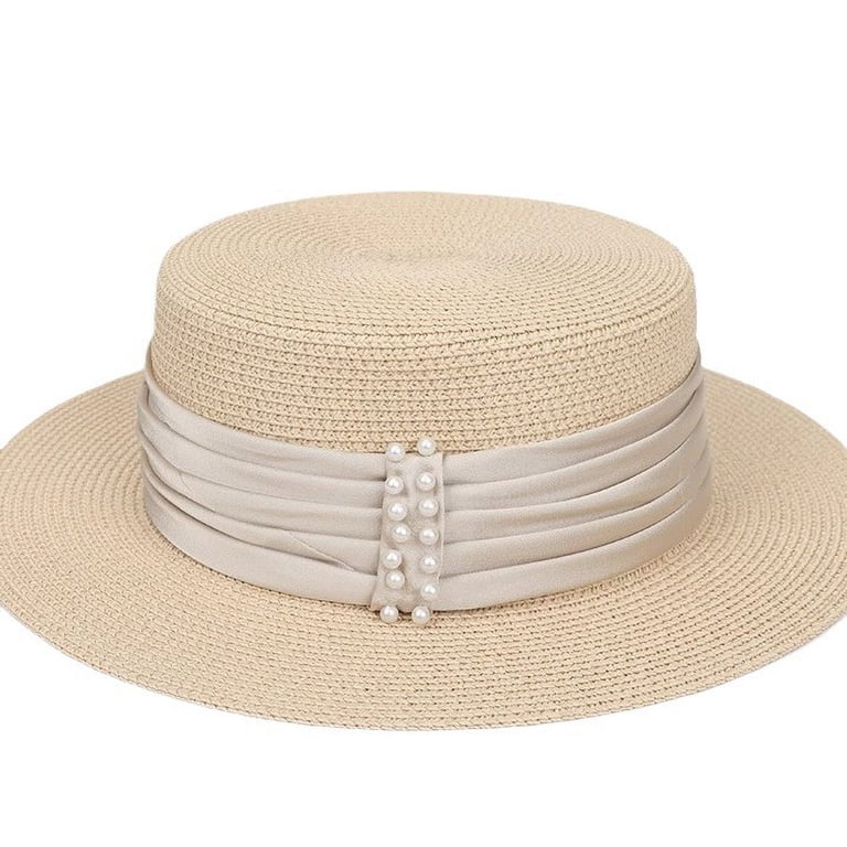 SikaFu French Style Pearl Straw Hat, Women display picture 2