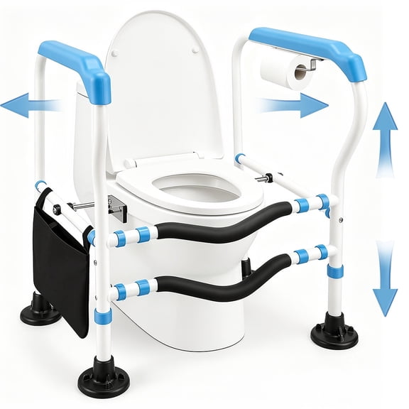 Faine Toilet Safety Frames, Study Toilet Safety Rails for Elderly and Handicap, Adjustable Bathroom Toilet Handles
