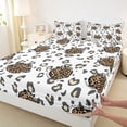 thumbnail image 3 of Feelyou Brown Strawberry Kids Full Size Sheets, Fashion Leopard Print Bed Sheets, 4pcs, 3 of 7
