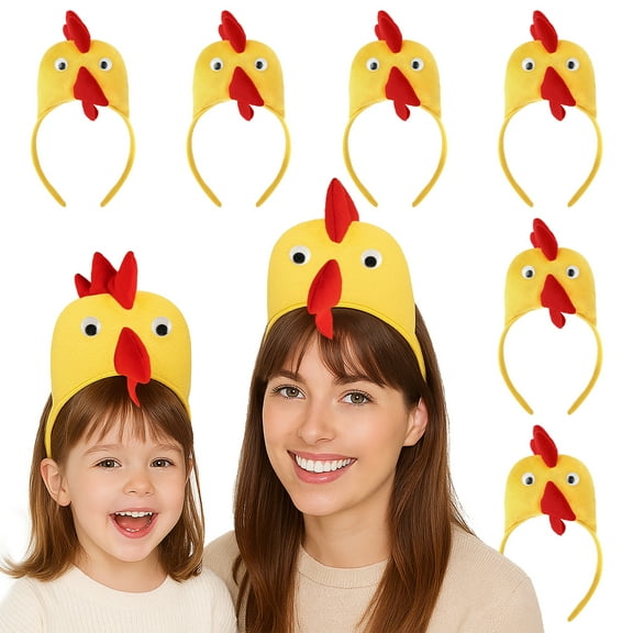 TOPTIE 6 Pcs Chicken Animal Headbands Costume Rooster Plush Headband for Halloween Easter