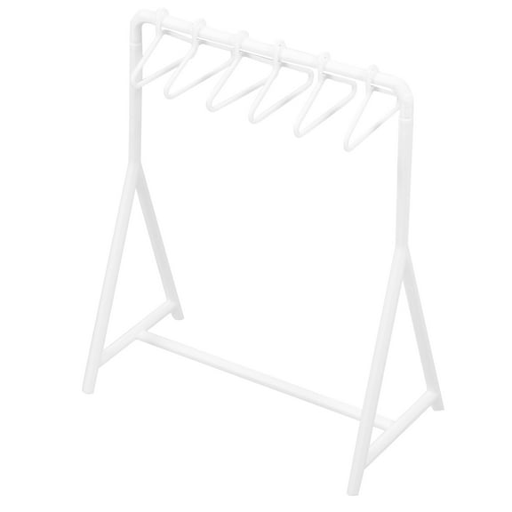 Hemoton Mini House Clothes Hanger Mini Drying Rack 12.50X10.40X5.70CM White