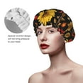 thumbnail image 4 of Kll Sunflowers Leaves Pattern Shower Cap & Bath Cap For Women,Reversible Oversized Waterproof Shower Caps For All Hair Lengths,Elastic Reusable Bathing Hair Cap, 4 of 9