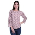 thumbnail image 2 of Moomaya Printed Button Placket Full Sleeve Top Round Neck WoMen's Casual Summer Tunic, 2 of 6