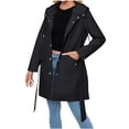 thumbnail image 3 of Ihhxva Windbreaker Jacket for Women Hooded Trench Coat with Pockets Adjustable Waist Women's Longline Lightweight Waterproof Casual Spring Outerwear S-3XL, 3 of 7