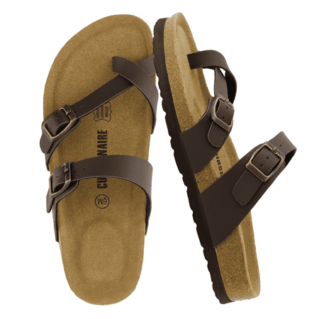 Cushionaire Luna Cork Footbed Sandals for Women – Comfortable Slip-On Women s Shoes with Genuine Suede Footbed & Arch Support | Slides for Women