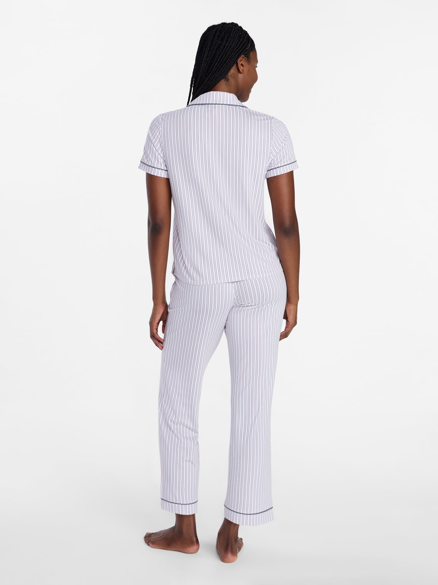 Joyspun Women's Dreamy Soft Collection Notch Collar Top and Capri Pants Pajama Set, 2-Piece, Sizes XS-3X