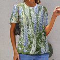 thumbnail image 6 of Floral Colorful Flower Womens Tops Women's Fashion Casual Short Sleeve Flower Print Round Neck Pullover Top Blouse, 6 of 6