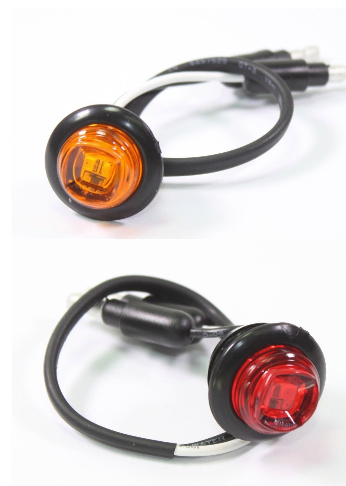 3/4" Bullet Amber & Red Round LED Lights Clearance Side Marker Truck