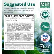 Healths Harmony Organic Super Greens Complete Superfood Immune Support Supplement, 180 Tablets